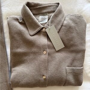 Negative Waffle Knit Pullover and Pants size M. New with tags. Color Mink.